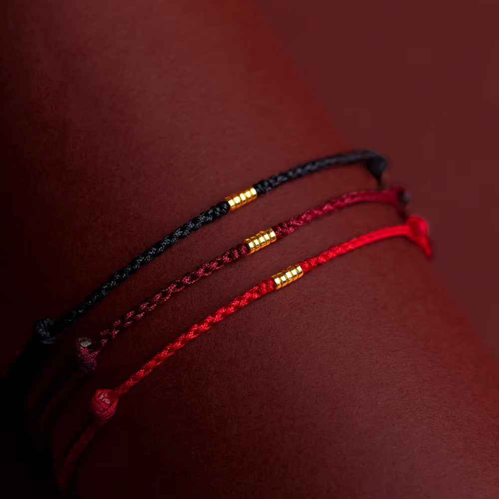 Pulsera de hilo rojo con cuentas, hilo de protección de la Cábala, pulseras de hilo hechas a mano.