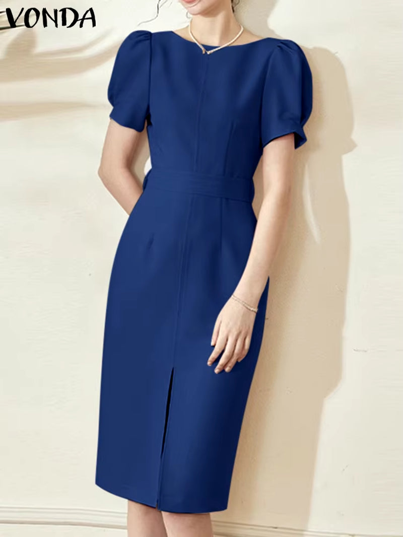 Office Dress Elegant Women Summer Long Sleeve Long Shirt Sundress Robe 2023 Fashion Dress Casual Solid Color Midi Vestidos