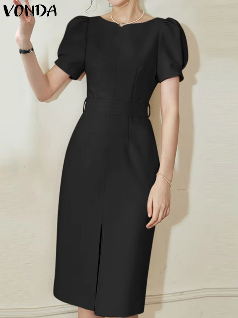 Office Dress Elegant Women Summer Long Sleeve Long Shirt Sundress Robe 2023 Fashion Dress Casual Solid Color Midi Vestidos