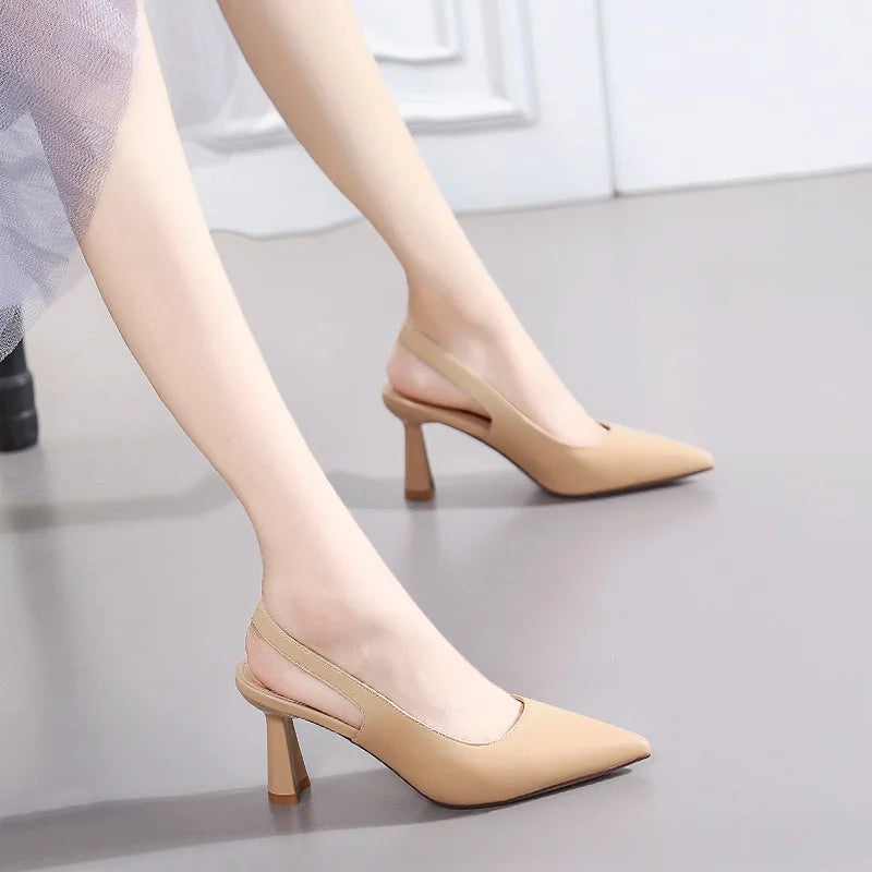 Sandalias de tacón alto para mujer: moda de verano con tacones gruesos y punta puntiaguda