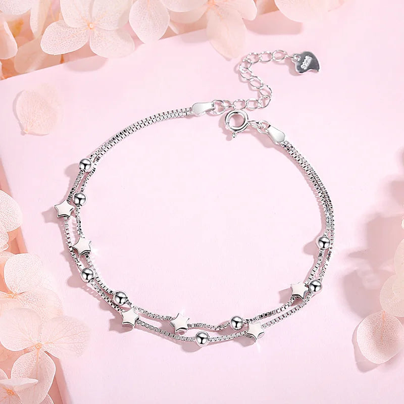Pulsera de plata - Brazalete de cuentas ajustable de lujo - Diseño original