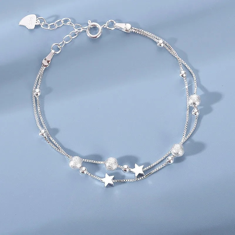 Pulsera de plata con cuentas de estrella - Diseño original