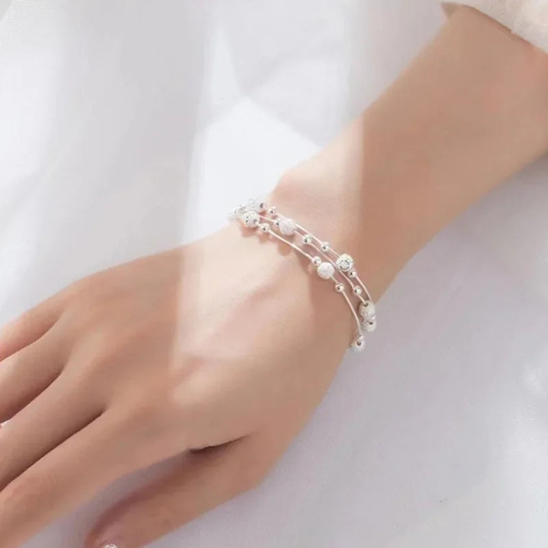 Pulsera de plata - Brazalete de cuentas ajustable de lujo - Diseño original