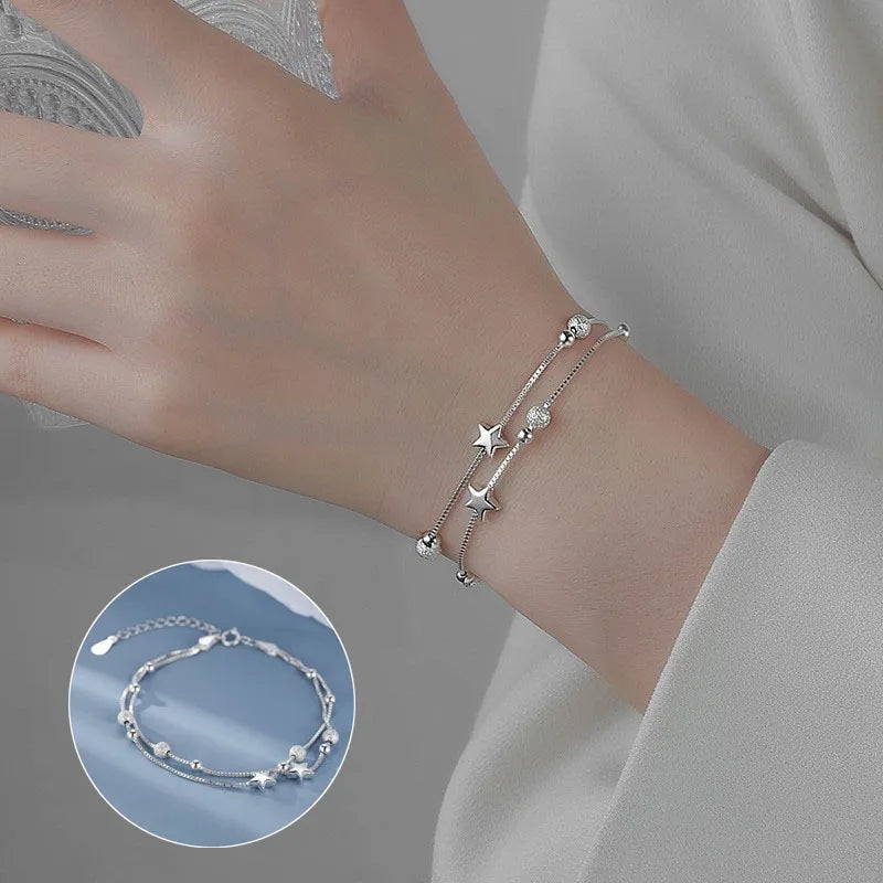 Pulsera de plata con cuentas de estrella - Diseño original