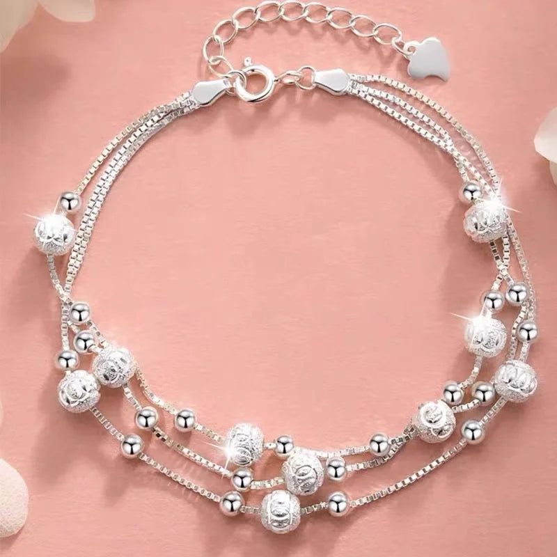 Pulsera de plata con cuentas de estrella - Diseño original