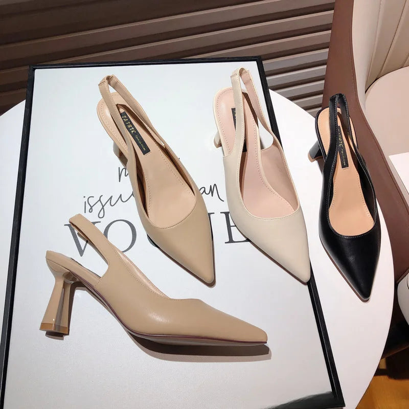 Sandalias de tacón alto para mujer: moda de verano con tacones gruesos y punta puntiaguda