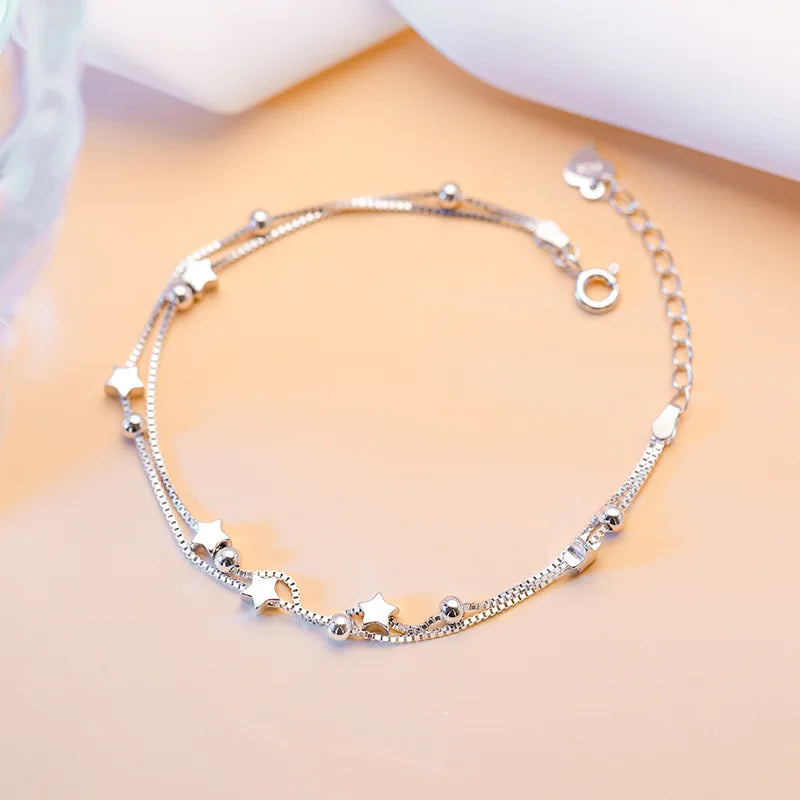 Pulsera de plata con cuentas de estrella - Diseño original