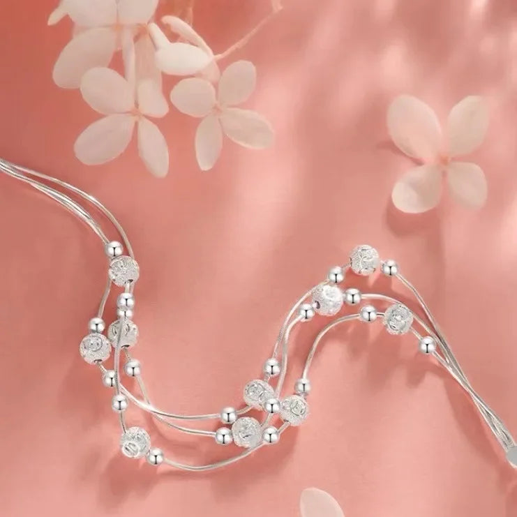 Pulsera de plata - Brazalete de cuentas ajustable de lujo - Diseño original
