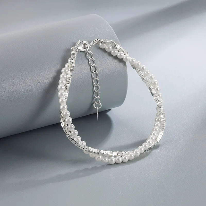 Pulsera de plata con cuentas de estrella - Diseño original