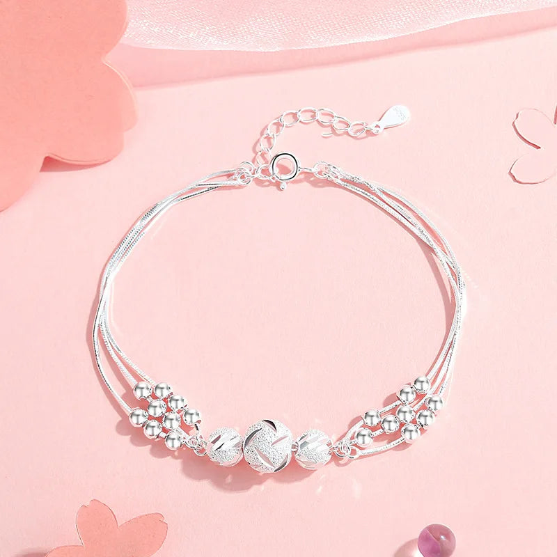 Pulsera de plata - Brazalete de cuentas ajustable de lujo - Diseño original