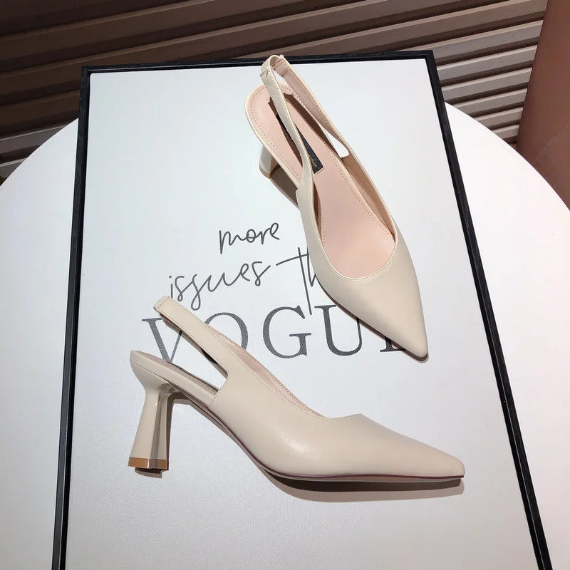 Sandalias de tacón alto para mujer: moda de verano con tacones gruesos y punta puntiaguda