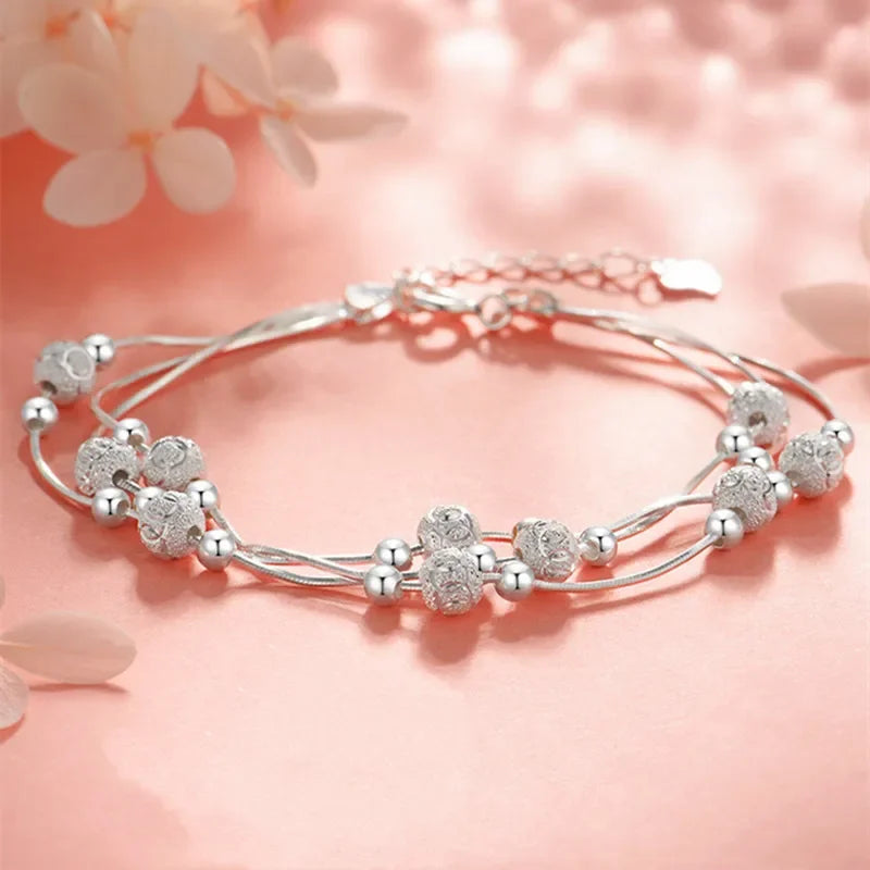 Pulsera de plata - Brazalete de cuentas ajustable de lujo - Diseño original