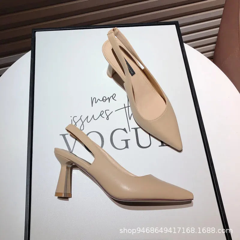 Sandalias de tacón alto para mujer: moda de verano con tacones gruesos y punta puntiaguda