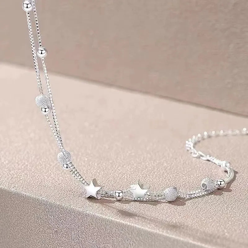 Pulsera de plata con cuentas de estrella - Diseño original