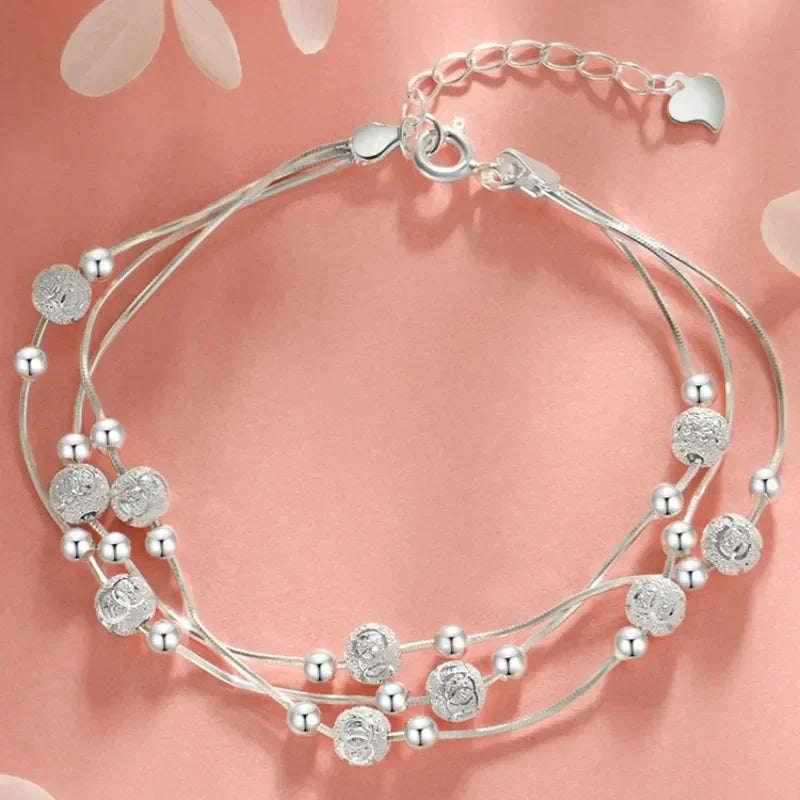 Pulsera de plata - Brazalete de cuentas ajustable de lujo - Diseño original