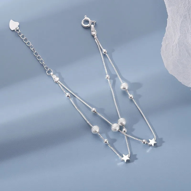 Pulsera de plata con cuentas de estrella - Diseño original