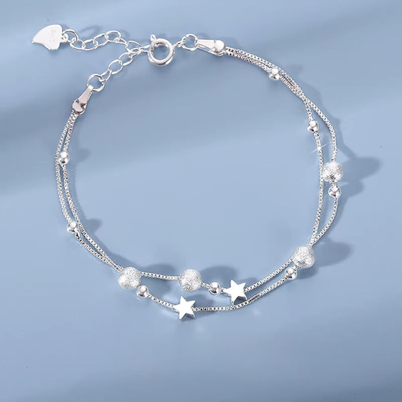 Pulsera de plata con cuentas de estrella - Diseño original