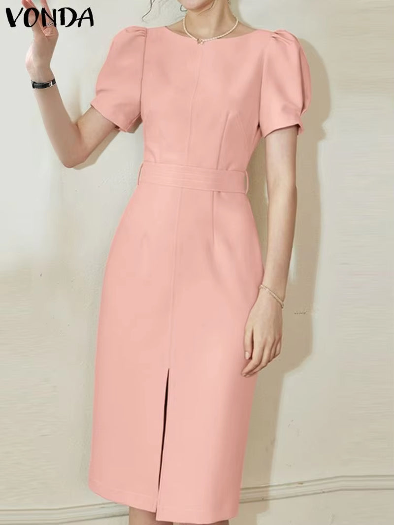 Office Dress Elegant Women Summer Long Sleeve Long Shirt Sundress Robe 2023 Fashion Dress Casual Solid Color Midi Vestidos