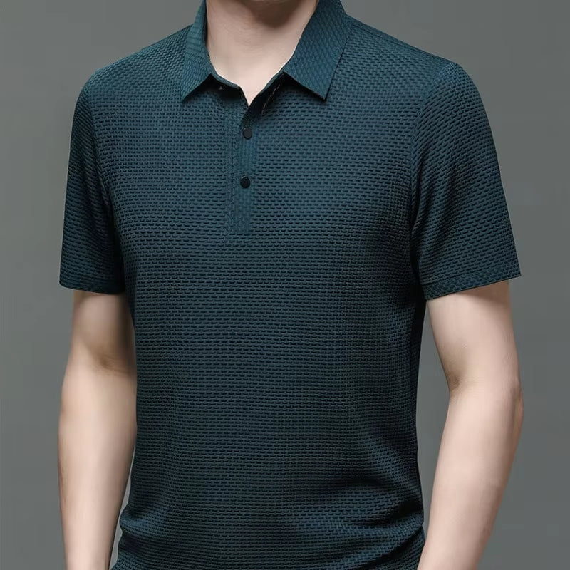 Waffle Ice Silk Short Sleeved Men'S Polo Shirtsweat Absorbing Casual Shirtcool and Breathable New Style High-Quality Busin