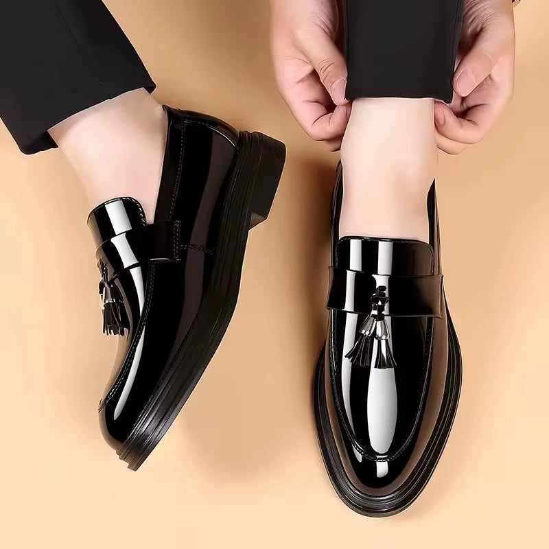 Fotwear Men Leather Shoes Slip on Office Mensformal Shoes Wedding Party Men Tassel Dress Shoesbreathable Driving Lazy Oxfords