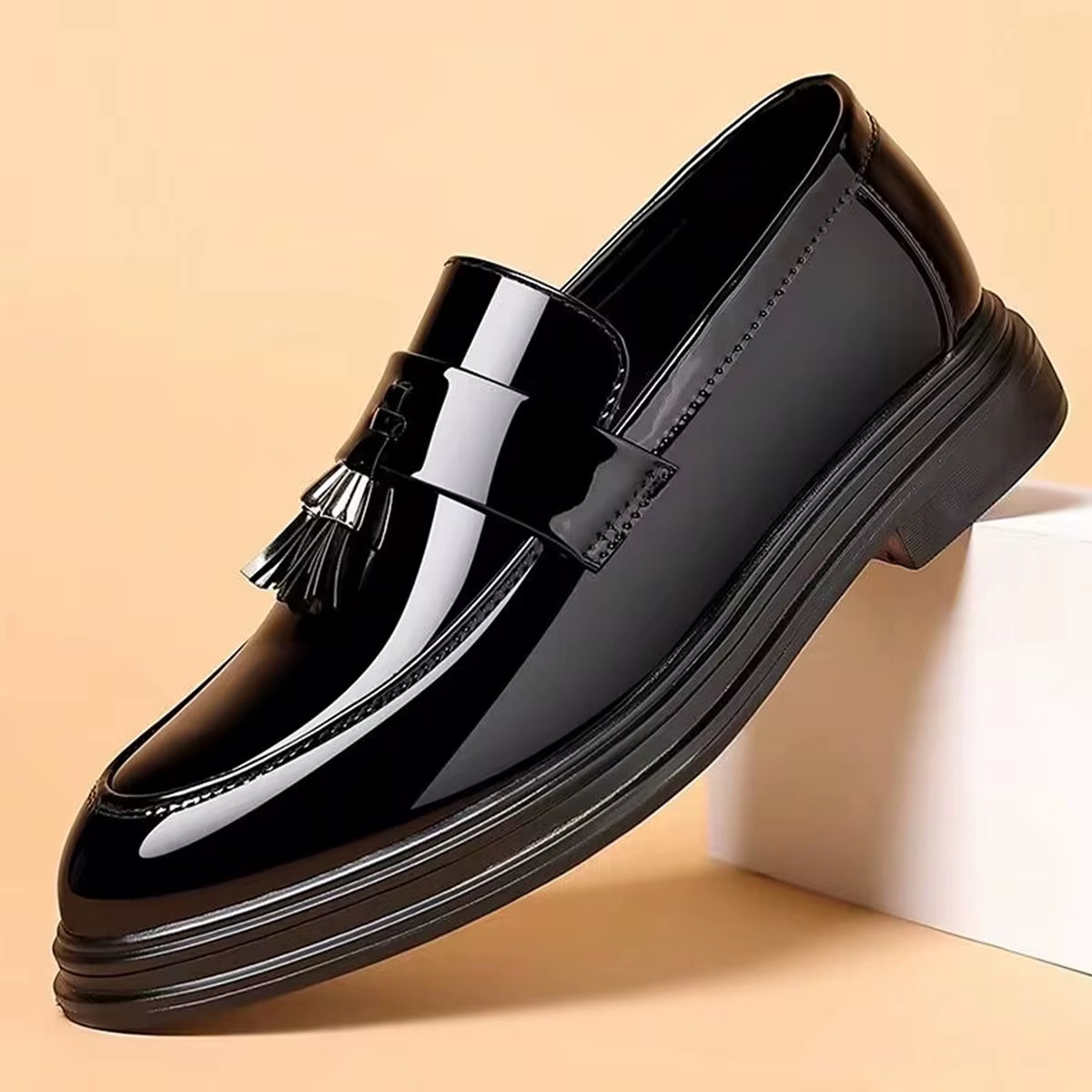 Fotwear Men Leather Shoes Slip on Office Mensformal Shoes Wedding Party Men Tassel Dress Shoesbreathable Driving Lazy Oxfords