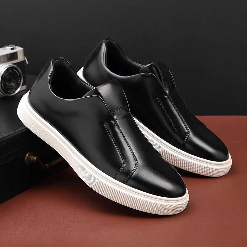 Fashion Men'S Skateboard Shoes Sneakers Men Casual Slip-On Leather Shoes Loafers Mens Outdoor Driving Flats