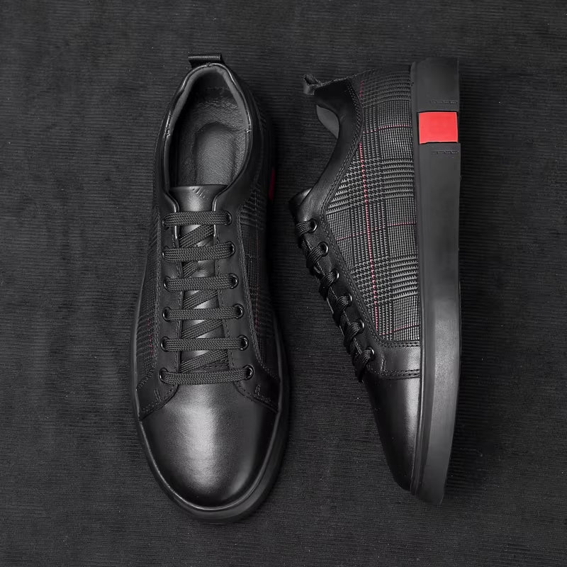 Luxury Brand High End Stripes Outdoor Walking Sneakers Italian Genuine Leather Men'S Shoes New Lace up Designer Casual Shoes