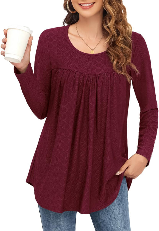 Women'S Tunic Tops Loose Fit Short Sleeve Shirts Crew Neck Summer Casual Tops