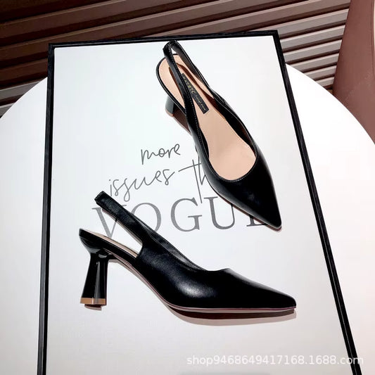 Sandalias de tacón alto para mujer: moda de verano con tacones gruesos y punta puntiaguda