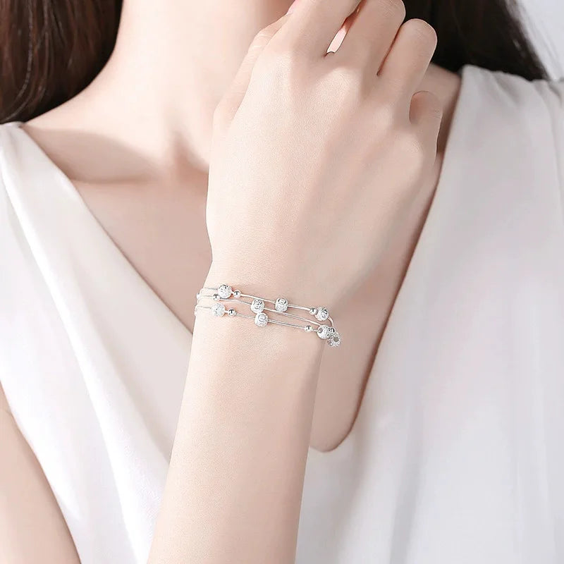 Pulsera de plata - Brazalete de cuentas ajustable de lujo - Diseño original