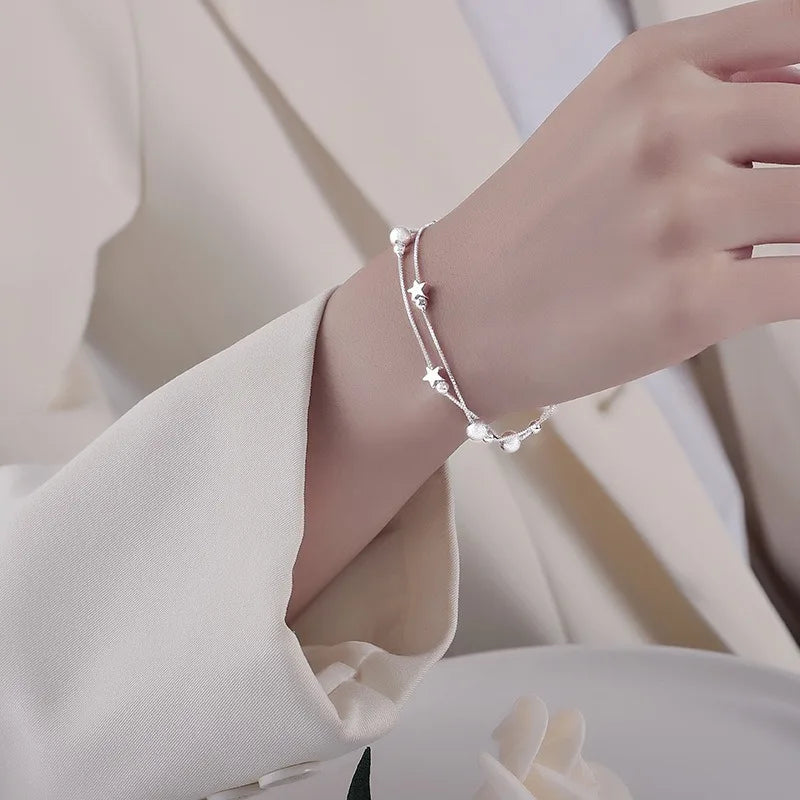 Pulsera de plata con cuentas de estrella - Diseño original 